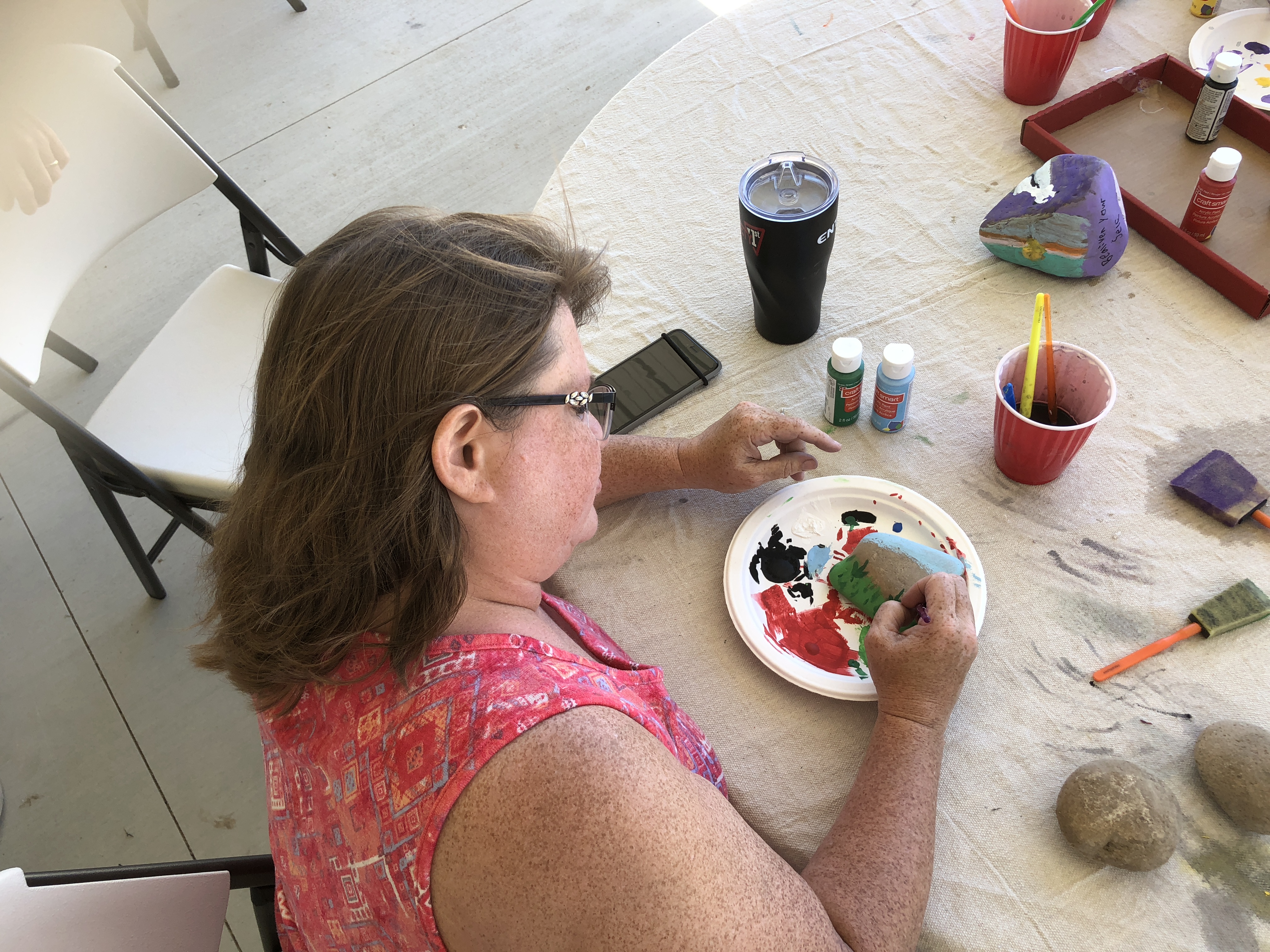 Painting rocks for the Kindness Garden